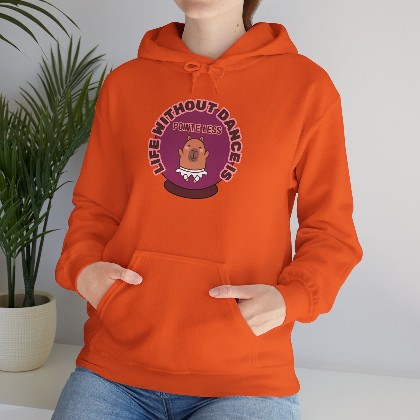 “Life Without Dance is Pointeless" Unisex Heavy Blend Hooded Sweatshirt – Cute Capybara Graphic Hoodie for Adults and Teens