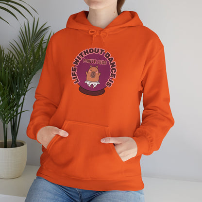 “Life Without Dance is Pointeless" Unisex Heavy Blend Hooded Sweatshirt – Cute Capybara Graphic Hoodie for Adults and Teens