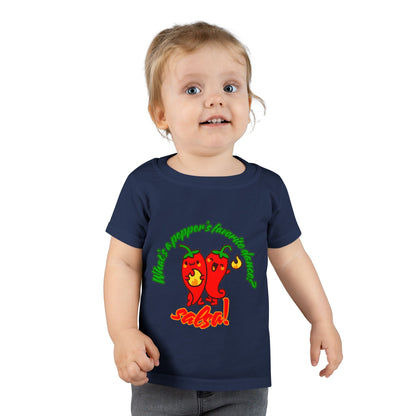 "What Is a Pepper's Favorite Dance? Salsa!" Toddler Dance T-Shirt – Cute Pepper Pun Graphic Short Sleeve Tee for Kids