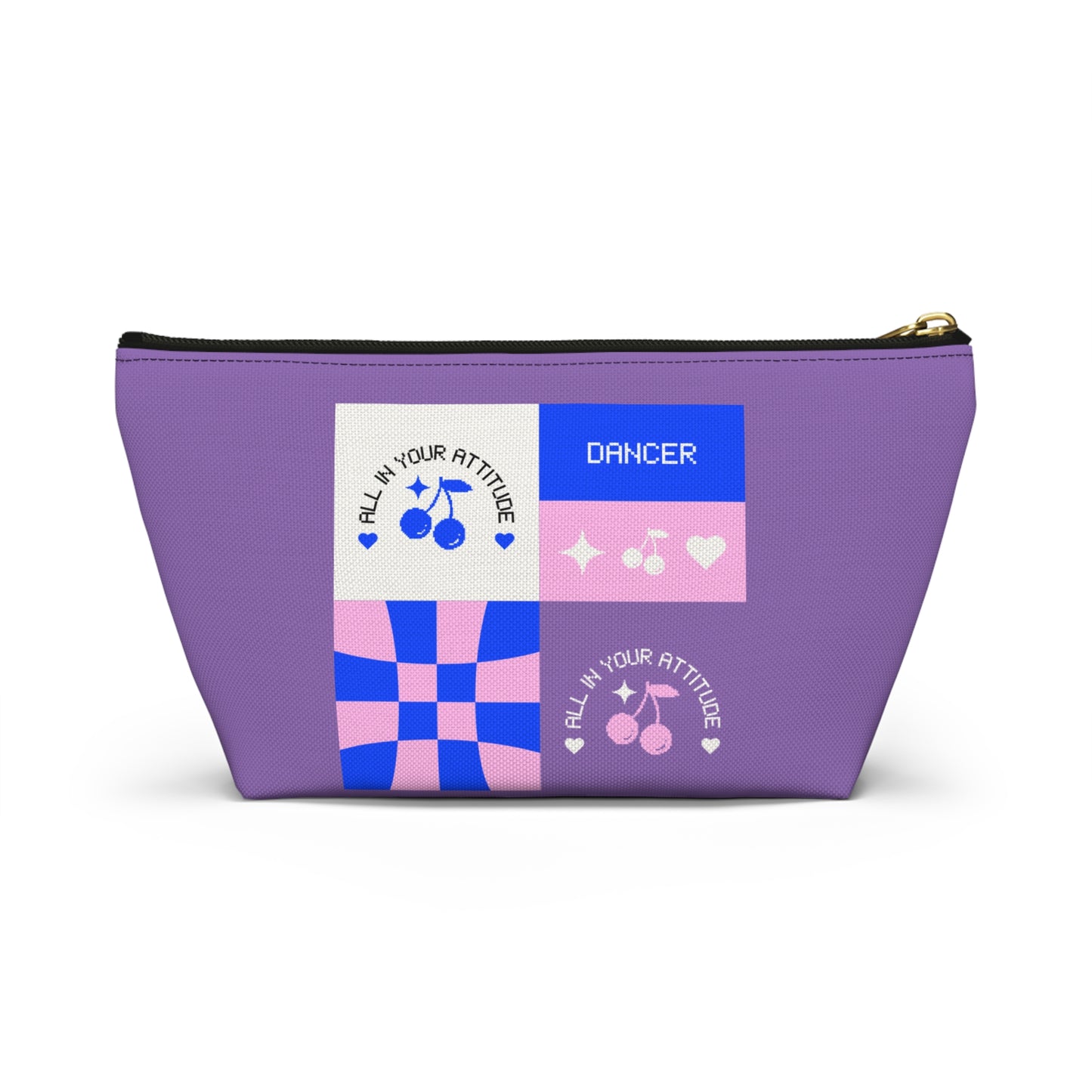 "Dancer - All in Your Attitude" Makeup Bag – Cute Retro Dance Graphic – Inspirational Dance-Themed Zipper Pouch for Cosmetics, Accessories & Gifts