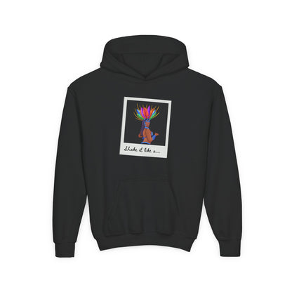 "Shake It Like a..." Youth Hooded Sweatshirt – Carnival-Inspired Samba Dancer Graphic Fleece Hoodie for Kids and Teens