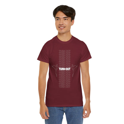 "Turn Out" Ballerina Graphic Unisex Heavy Cotton Tee – Ballet Dance T-Shirt for Dancers & Dance Enthusiasts