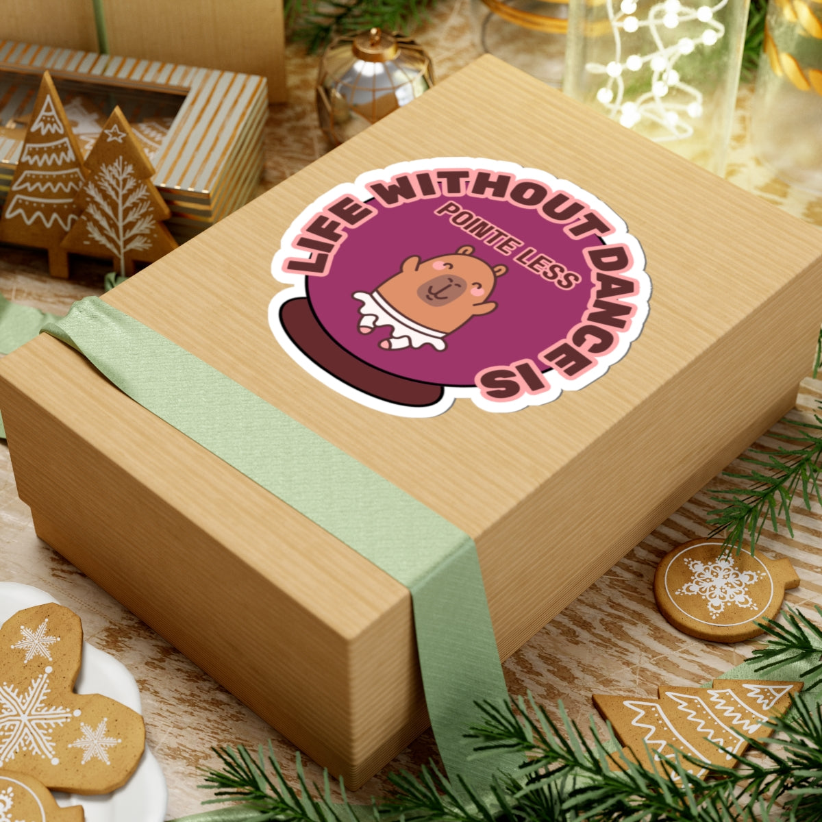 "Life Without Dance is Pointeless" Spiral Notebook – Cute Capybara Dancer Graphic – Dance-Themed Kiss-Cut Sticker for Dancers, Students & Creatives