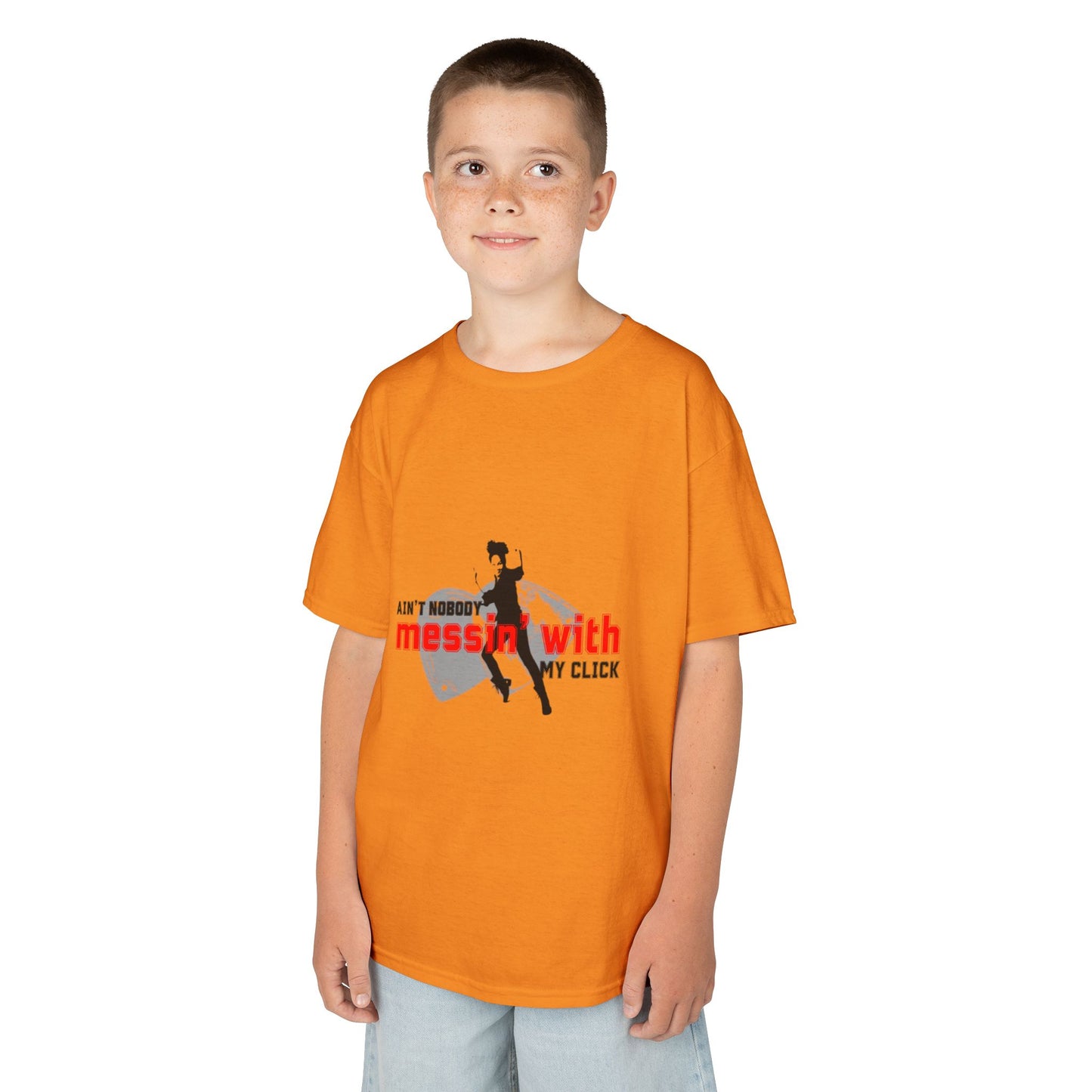 "Ain’t Nobody Messin’ With My Click" – Youth Short Sleeve Dance Tee with Tap Shoes & Tap Dancer Graphic