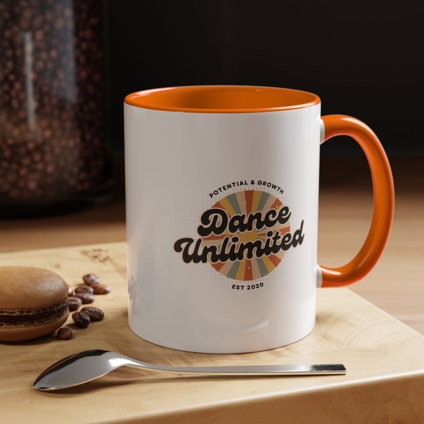 "Dance Unlimited – Potential & Growth" Accent Coffee Mug – Retro-Inspired Ceramic Mug for Dancers and Creative Dreamers