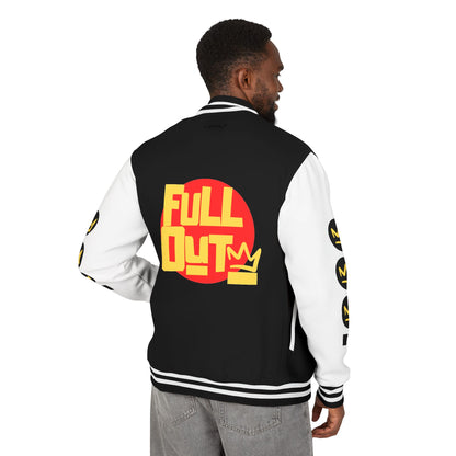 Full Out Premium Collection Letterman Jacket – Unisex Heavyweight Varsity Jacket with "Full Out" Back Graphic and "Crew" Front Design