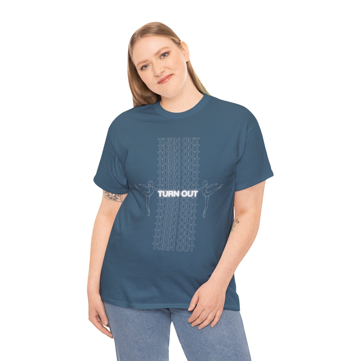 "Turn Out" Ballerina Graphic Unisex Heavy Cotton Tee – Ballet Dance T-Shirt for Dancers & Dance Enthusiasts