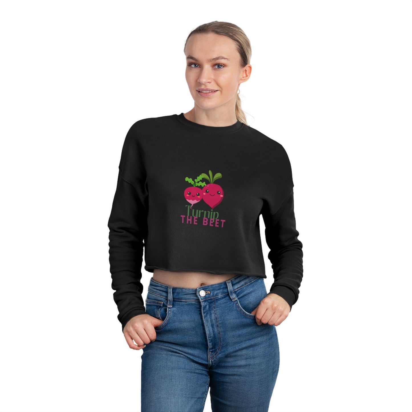 "Turnip the Beet" Women’s Cropped Dance Sweatshirt – Cute Veggie Graphic | Funny Dance Pun Apparel for Dancers & Music Lovers