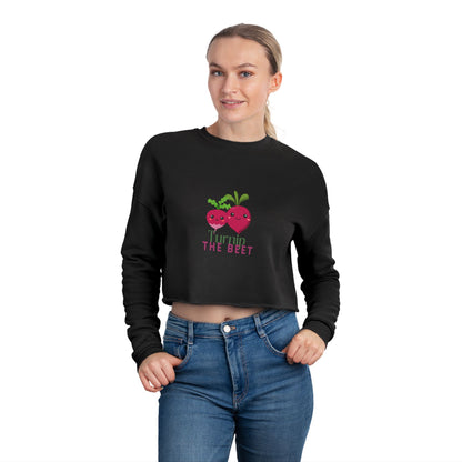 "Turnip the Beet" Women’s Cropped Dance Sweatshirt – Cute Veggie Graphic | Funny Dance Pun Apparel for Dancers & Music Lovers
