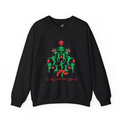 "Christmas Tree Dancer Silhouette" ADULT SWEATSHIRT Unisex Heavy Blend Crewneck – Festive Ballet & Dance Holiday Sweatshirt for Dancers, Teachers, and Studios