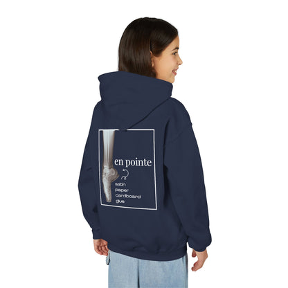 “I Dance En Pointe” Youth Pullover Hoodie with X-Ray Ballet Foot Graphic – Personalized Dance Hoodie for Kids, Custom Name or Studio Option