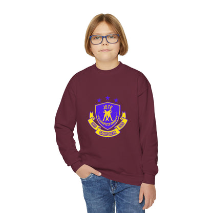 "Jeté Dance Gear" – Collegiate Style Youth Crewneck Sweatshirt | Bold Kids Dance Team Pullover
