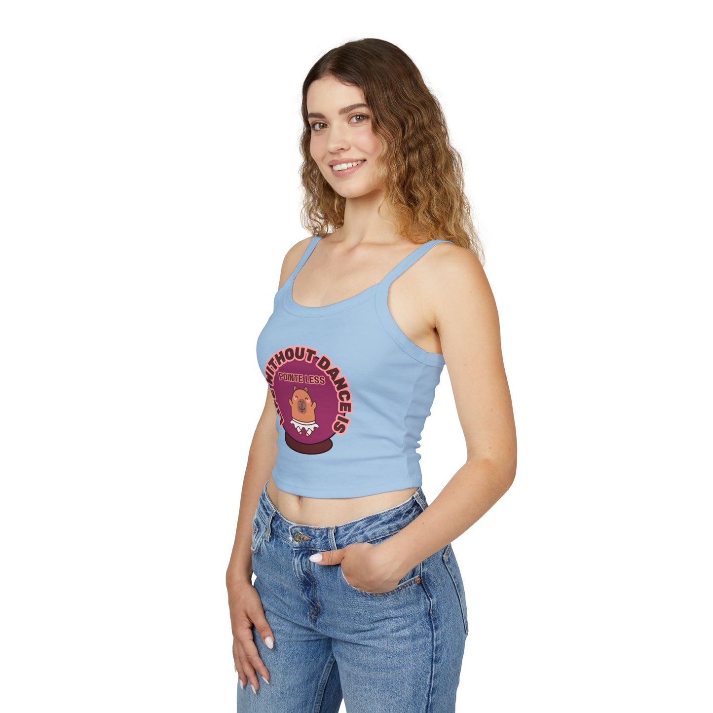 "Life Without Dance is Pointeless" Capybara Tank – Women's Spaghetti Strap Dance Top with Cute Animal Graphic