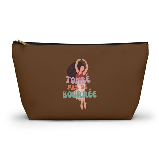 "Tombé Pas de Bourrée" Makeup Bag – Elegant Ballet Dancer Graphic – Ballet-Themed Zipper Pouch for Cosmetics, Accessories & Dance Gifts