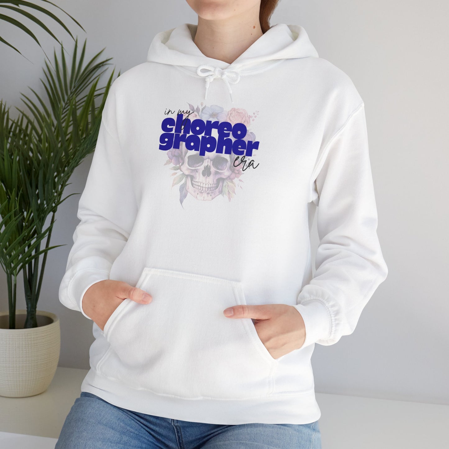 "In My Choreographer Era" Hoodie – Unisex Heavy Blend™ Hooded Sweatshirt with Floral Skull Graphic for Dance Creatives