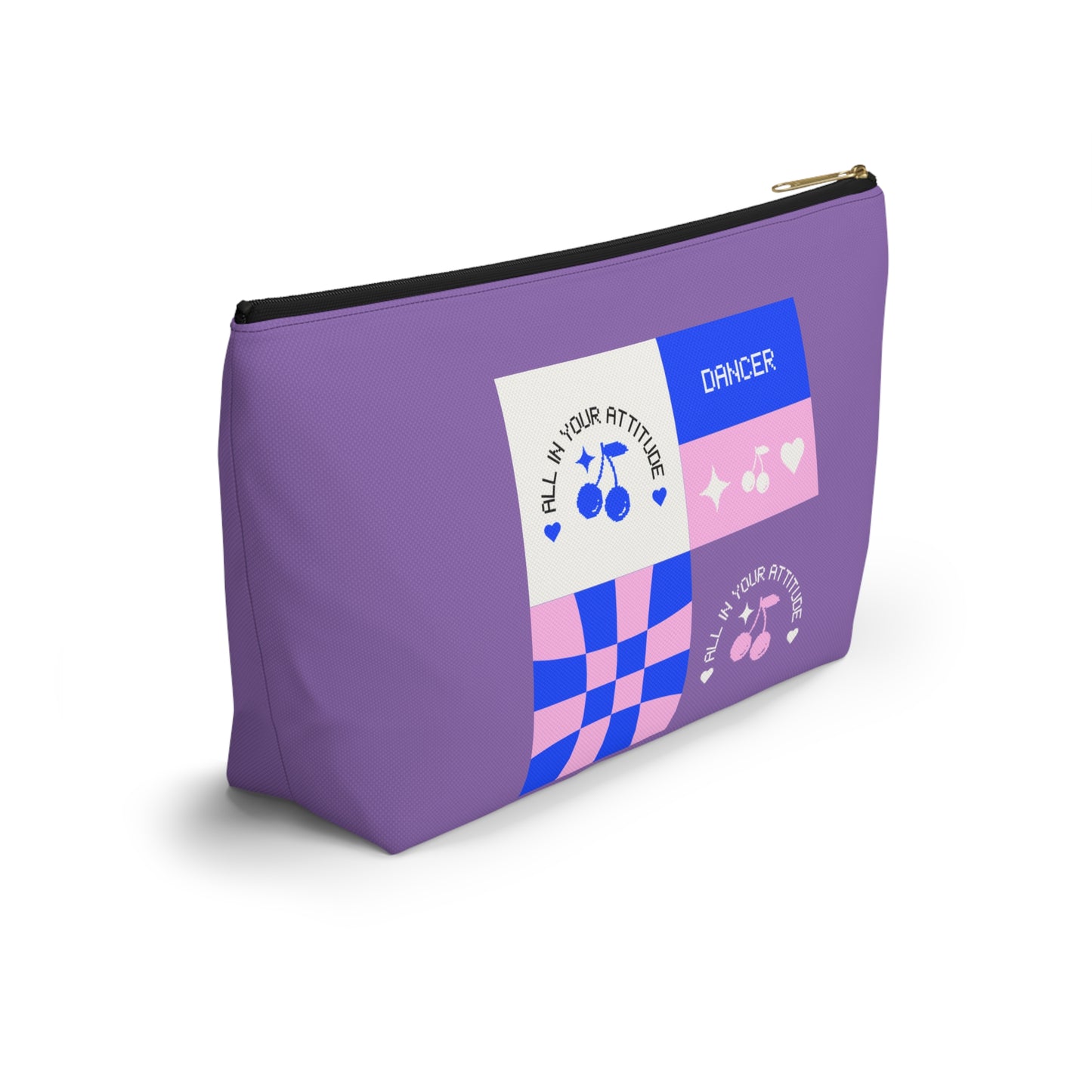 "Dancer - All in Your Attitude" Makeup Bag – Cute Retro Dance Graphic – Inspirational Dance-Themed Zipper Pouch for Cosmetics, Accessories & Gifts