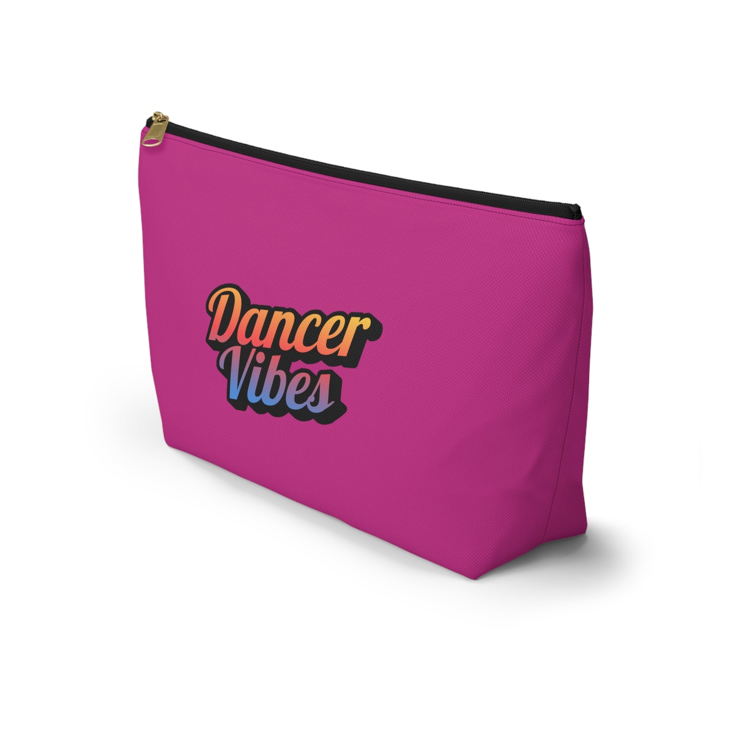 "Dancer Vibes" Makeup Bag – Colorful Text-Based Dance Graphic – Fun Dance-Themed Zipper Pouch for Cosmetics, Accessories & Travel Essentials