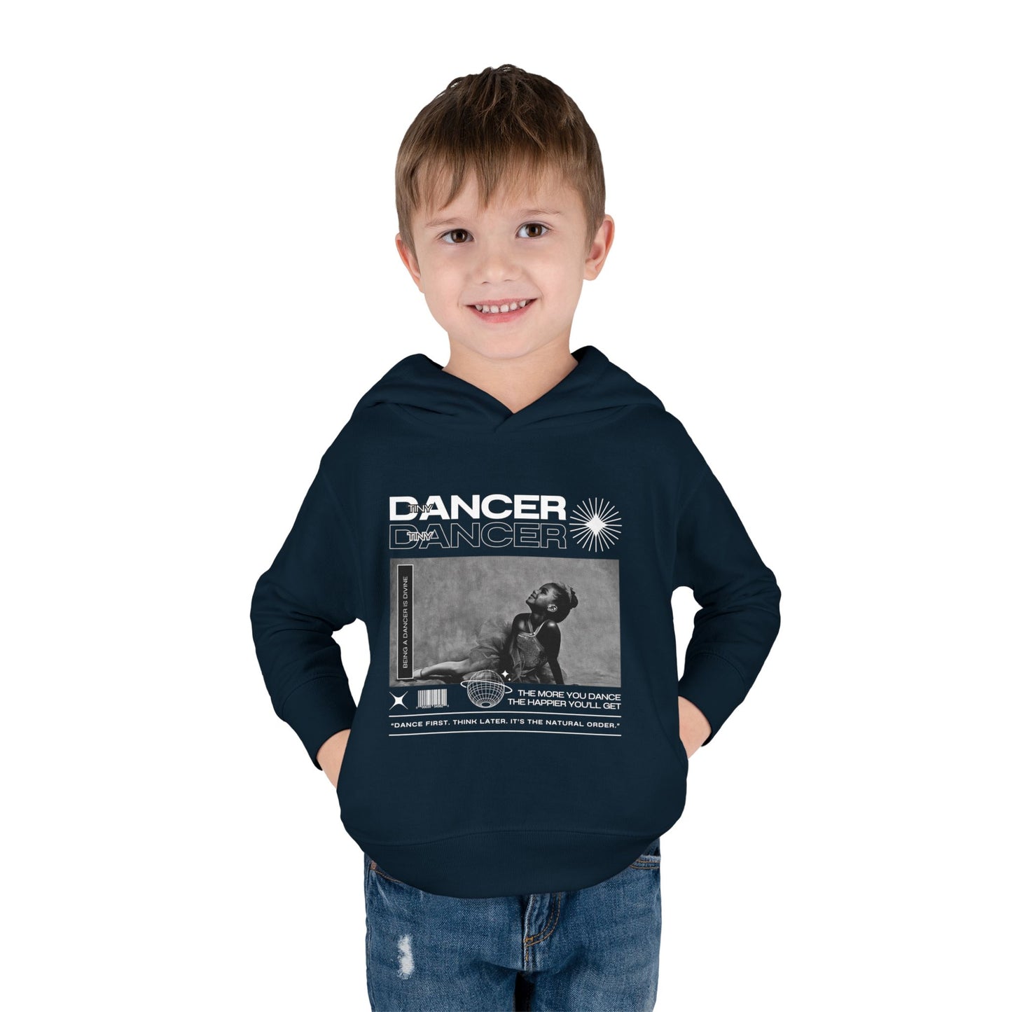 “Tiny Dancer” Toddler Pullover Hoodie – Streetwear-Inspired Ballet Dancer Graphic Sweatshirt for Kids
