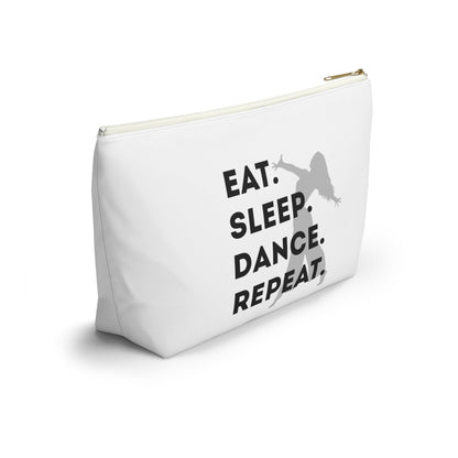 “Eat Sleep Dance Repeat” Makeup Bag – Bold Dancer Graphic – Dance-Themed Zipper Pouch for Cosmetics, Accessories & Travel Essentials
