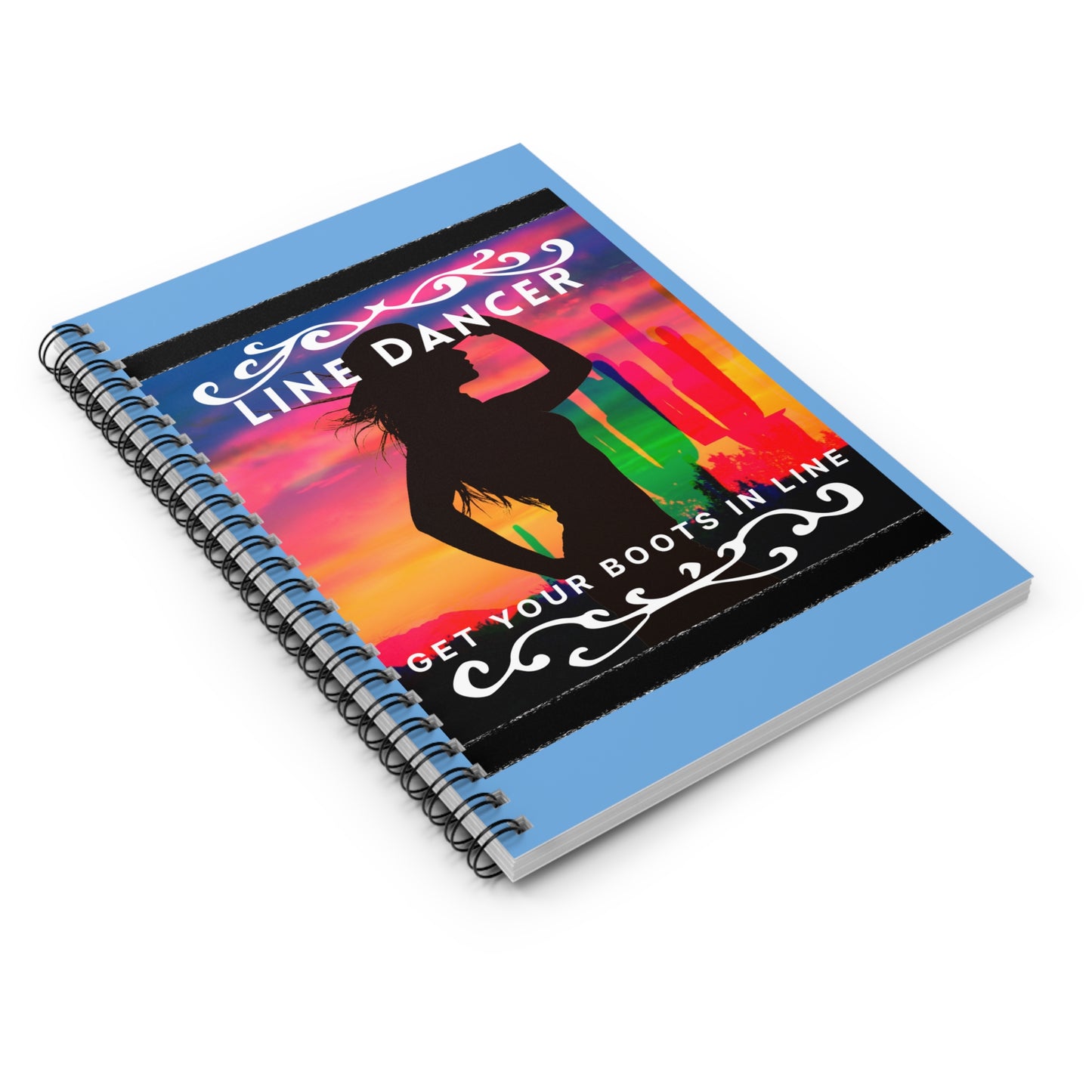 "Line Dancer, Get Your Boots in Line" Western-Inspired Design – Spiral Dance Notebook for Journaling, Class Notes & Choreo Planning