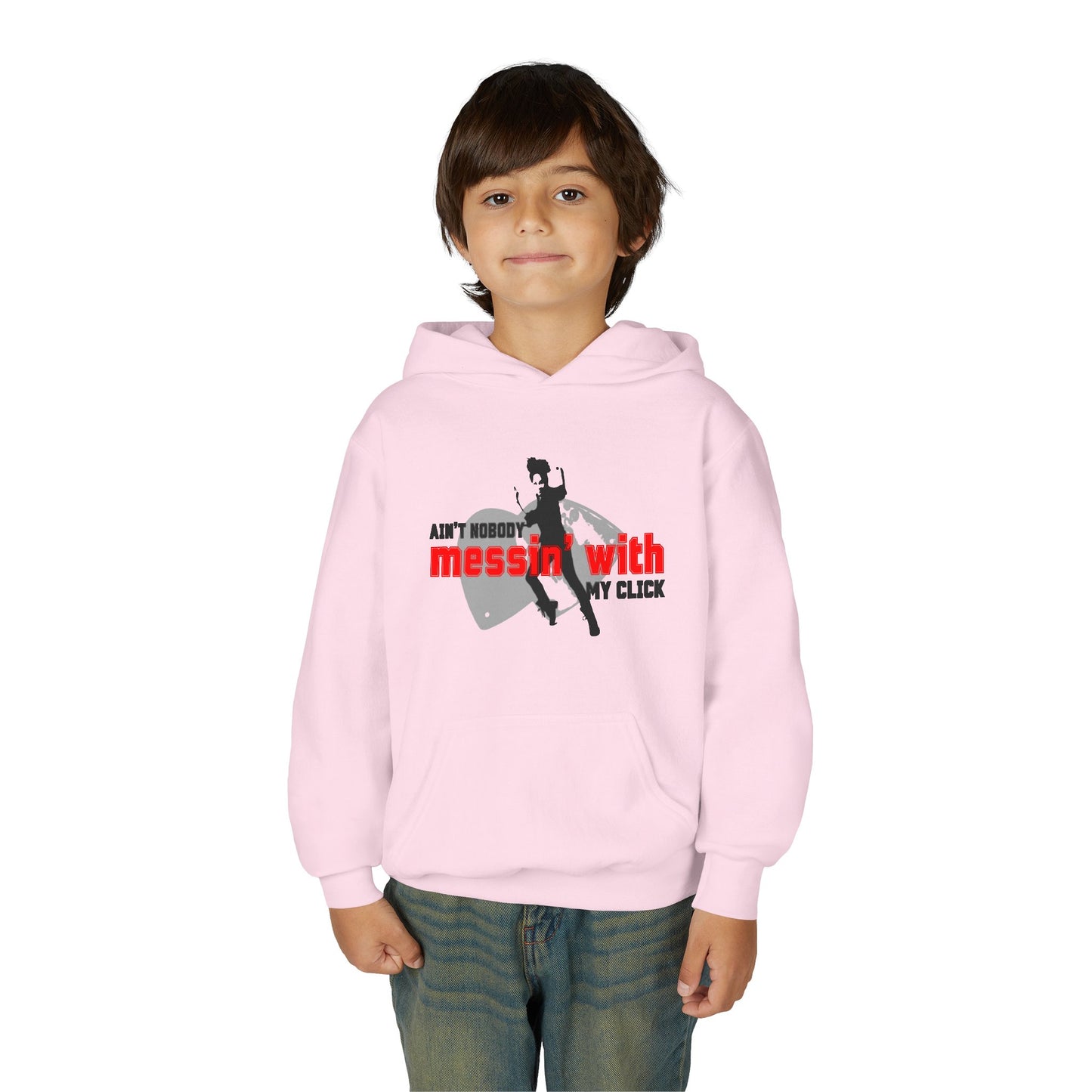 “Ain’t Nobody Messin’ with My Click” Tap Dance Graphic with Tap Shoes & Dancer - Unisex Youth Hoodie – Streetwear Tap Dancing Hoodie for Kids & Young Performers