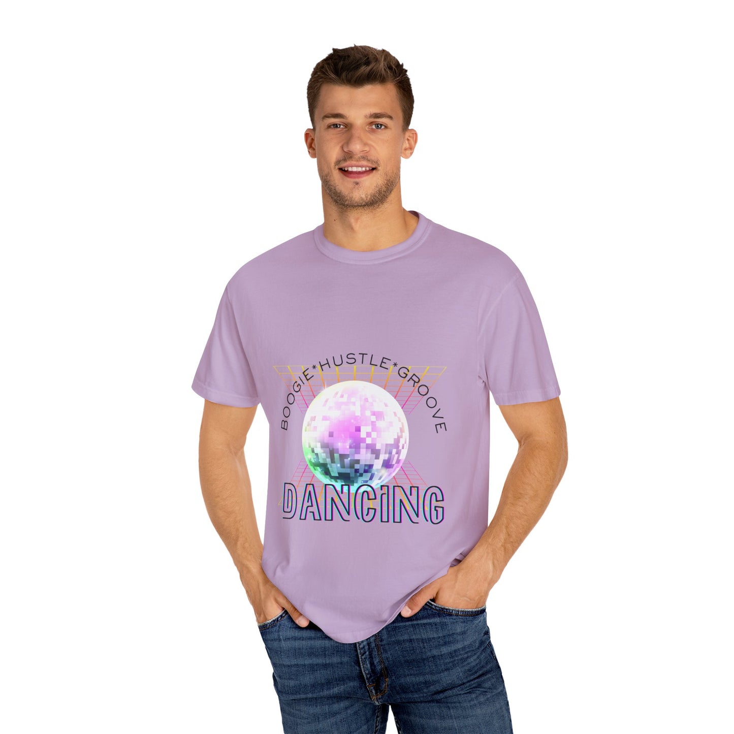 "Boogie, Hustle, Groove - Dancing" Streetwear Dance Graphic – Unisex Garment-Dyed T-Shirt