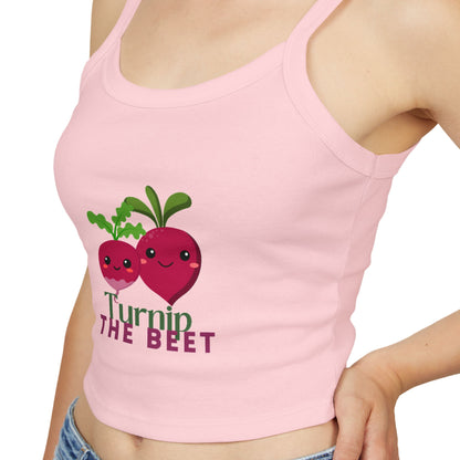 "Turnip the Beet" Women’s Spaghetti Strap Tank Top – Cute Veggie Dance Graphic | Funny Dance Pun Shirt for Dancers & Music Lovers