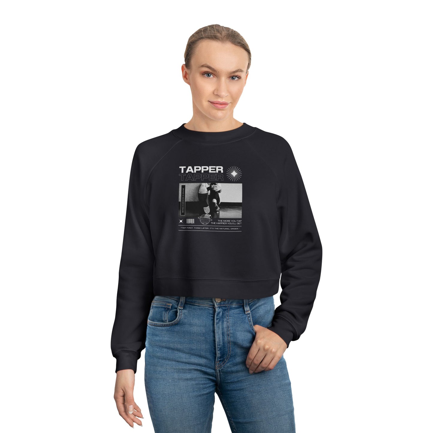 “Tapper” Tap Shoes Streetwear Graphic | Tap Dance Sweatshirt for Dancers & Enthusiasts - Women’s Cropped Sweatshirt