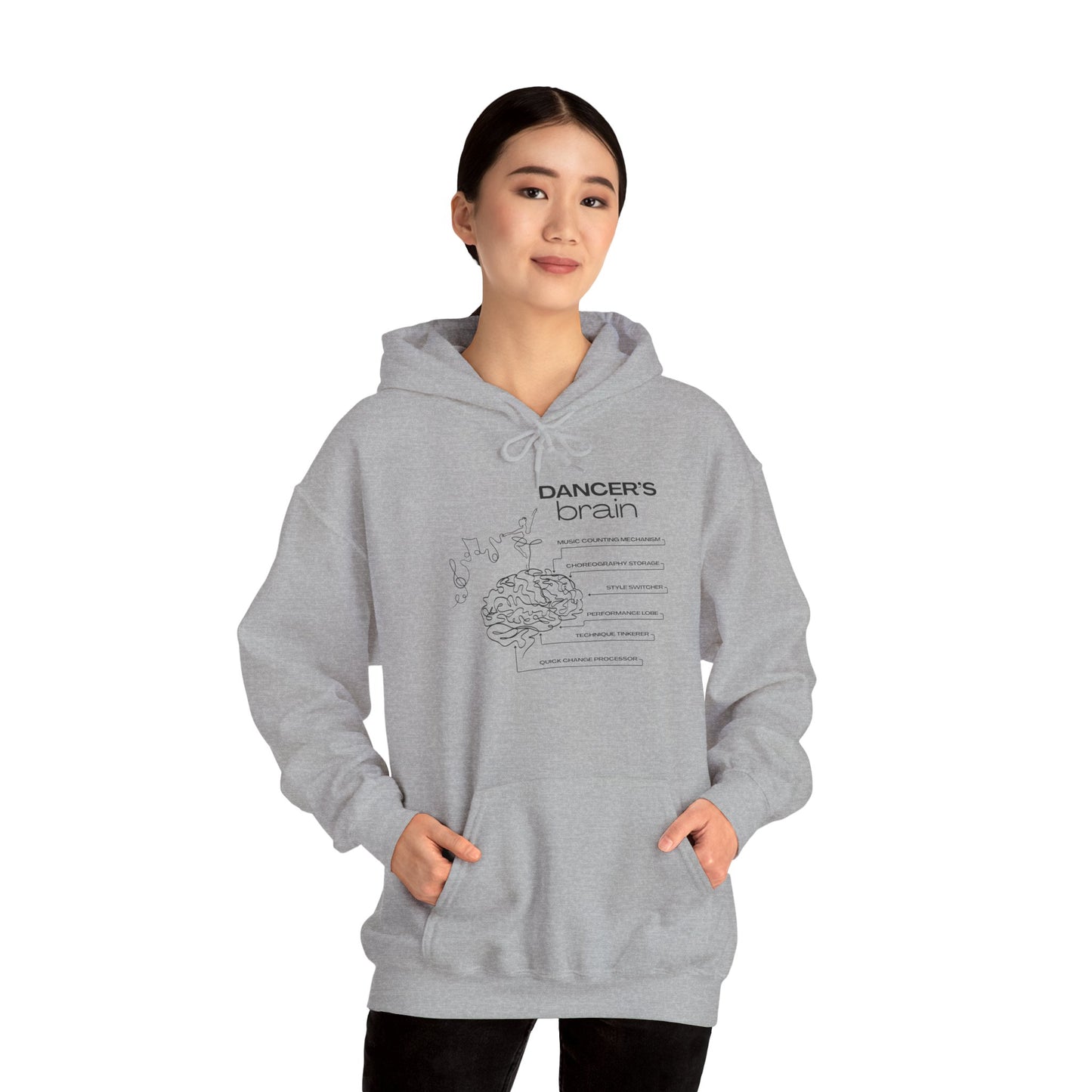 "Dancer’s Brain" Unisex Hoodie – Funny Dance-Themed Hoodie for Teens and Adults with Personalization Option and Cute Dancer Brain Graphic