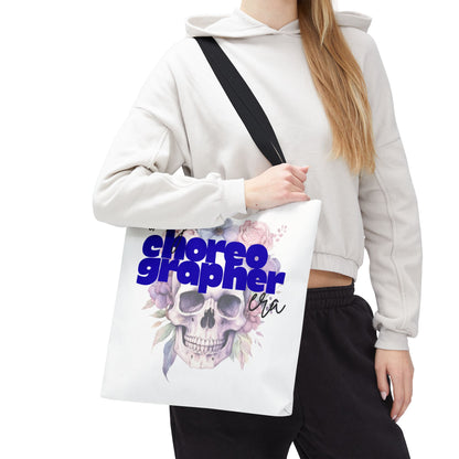 In My Choreographer Era Tote Bag with Colored Handles – Pastel Floral Skull Dance-Inspired Carryall