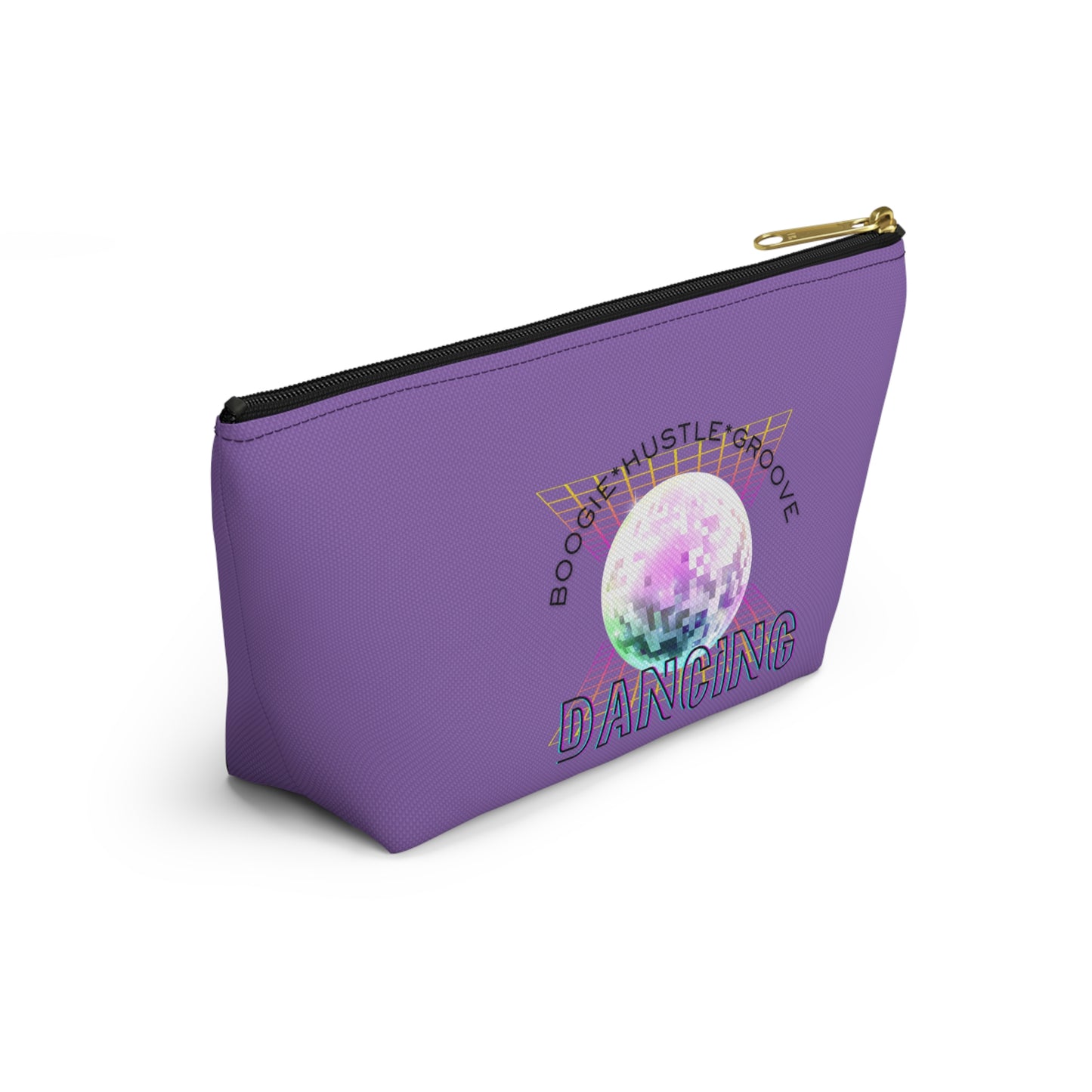 "Boogie, Hustle, Groove - Dancing" Retro Dance-Inspired Makeup Bag | Funky Bold Accessory Pouch for Dancers