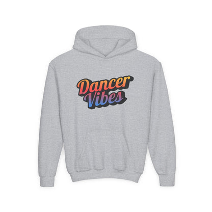 "Dancer Vibes" Youth Hooded Sweatshirt – Retro Text-Based Dance Graphic Hoodie for Kids and Teens