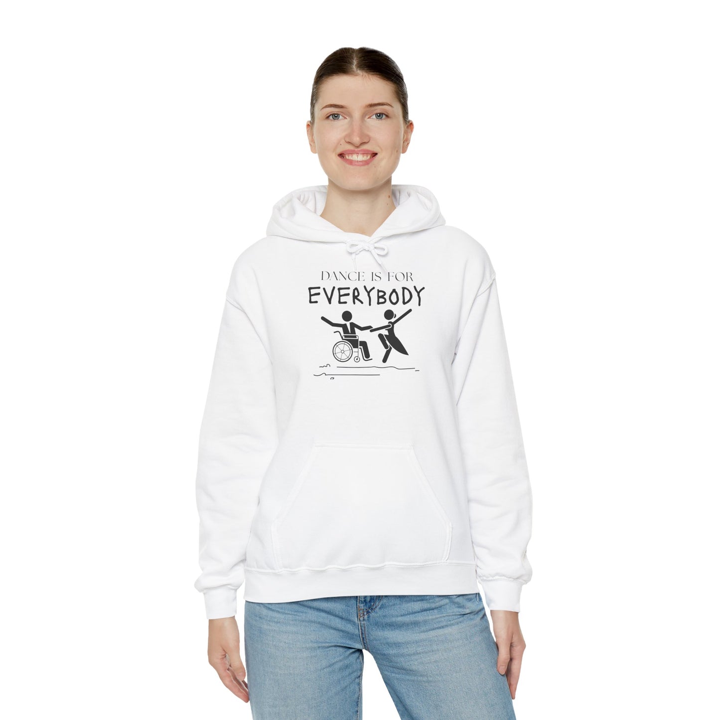 "Dance Is for Everybody" Unisex Hoodie – Inclusive Dance-Themed Hoodie for Teens and Adults with Personalization Option on Sleeve