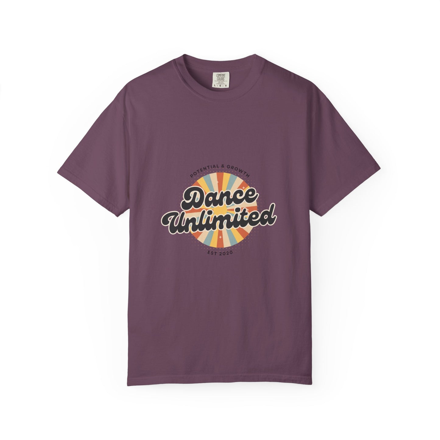 "Dance Unlimited, Potential & Growth" Unisex Garment-Dyed T-Shirt – Retro-Inspired Dance Motivation Graphic Tee – Inspirational Shirt for Dancers"