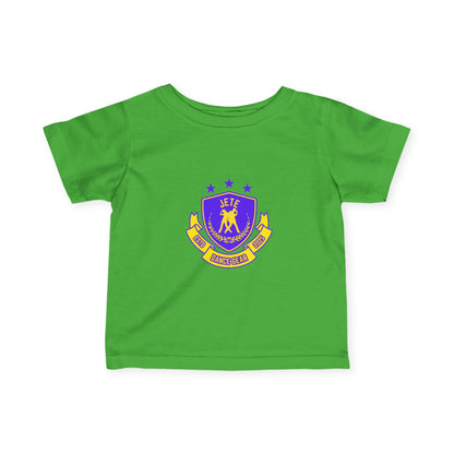 "Jeté Dance Gear" Infant Dance T-Shirt – Collegiate-Inspired Dancer Graphic Short Sleeve Tee for Babies