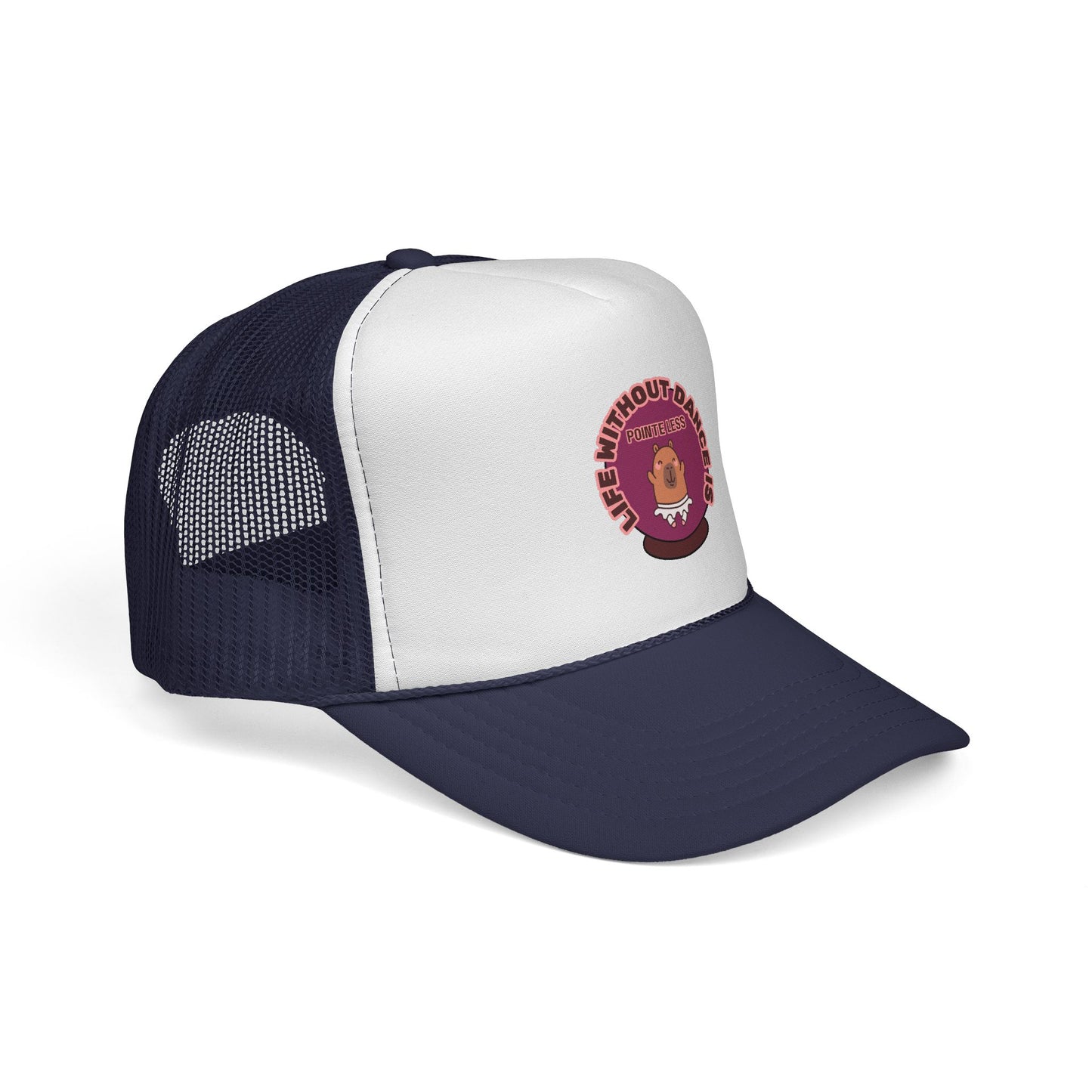 "Life Without Dance is Pointeless" Trucker Hat – Cute Dancing Capybara Graphic, Funny Unisex Dance Hat