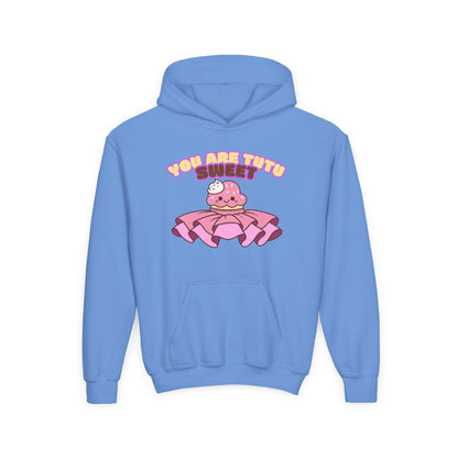 "You Are Tutu Sweet" Youth Hooded Sweatshirt – Kawaii Cupcake in Tutu Dance Graphic Hoodie for Kids and Teens