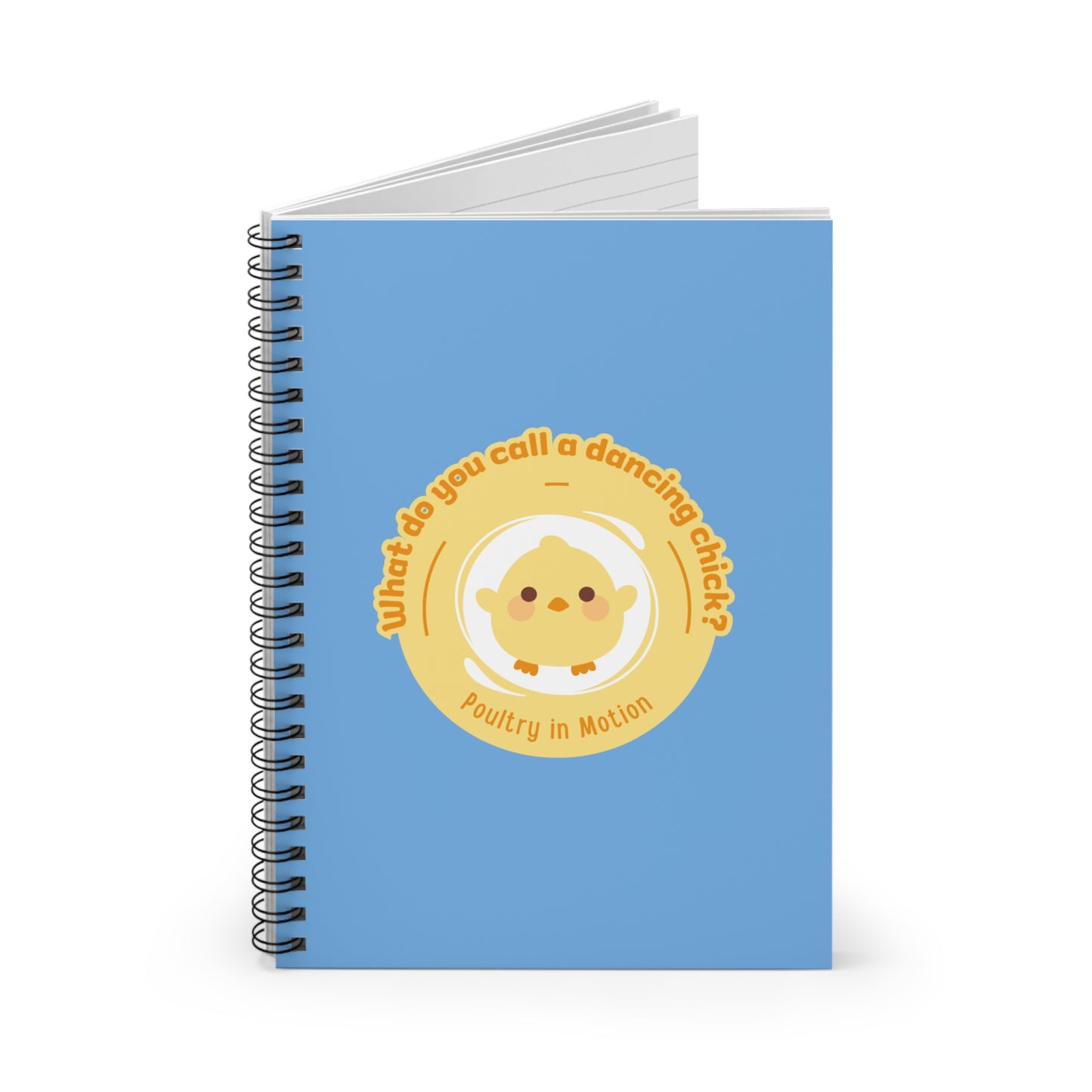 "Poultry in Motion" Spiral Notebook – Funny Dance Pun Journal with Cute Chicken Graphic for Dancers, Writers & Pun Lovers