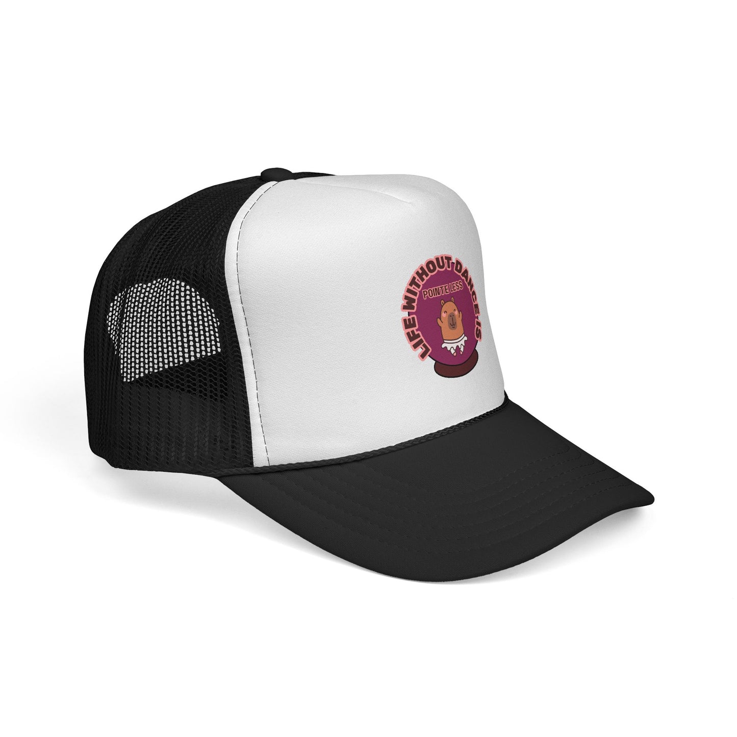 "Life Without Dance is Pointeless" Trucker Hat – Cute Dancing Capybara Graphic, Funny Unisex Dance Hat