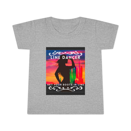 "Line Dancer – Get Your Boots in Line" Toddler Dance T-Shirt – Western-Inspired Short Sleeve Tee for Kids
