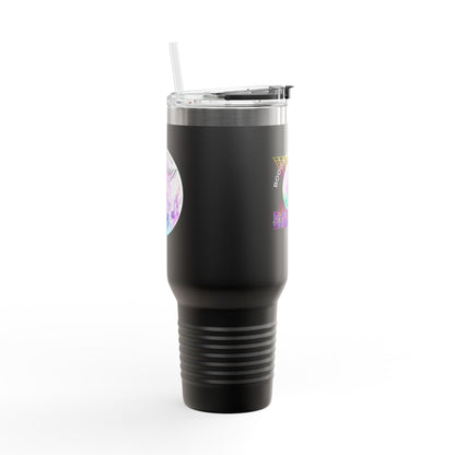 "Boogie, Hustle, Groove - Dancing" 40oz Insulated Travel Mug – Disco Dance Theme Stainless Steel Tumbler with Lid & Straw | Jeté Dance Shop