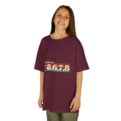 “From the Top and 5, 6, 7, 8” Youth Short Sleeve Tee – Retro Graphic Dance Shirt for Kids and Young Performers