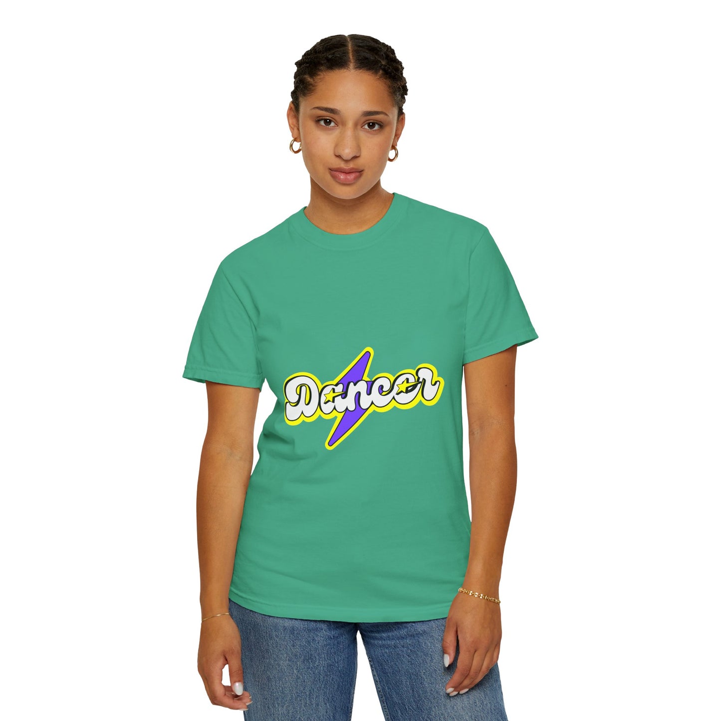 "Dancer" Unisex Garment-Dyed T-Shirt – Superhero-Style Bold Graphic Tee – Dance Power Shirt for Performers & Movers