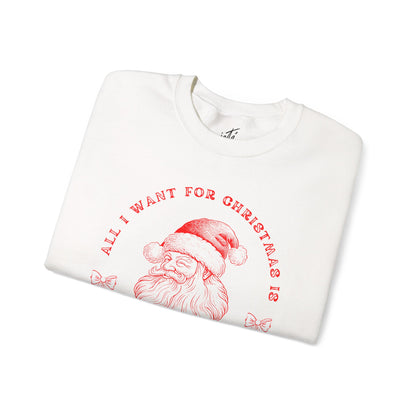 “All I Want for Christmas Is Unlimited Dance Classes” ADULT SWEATSHIRT Unisex Heavy Blend Crewneck with Vintage Santa – Festive Holiday Dance Sweatshirt for Dancers & Studios