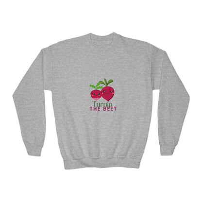 "Turnip the Beet" Youth Crewneck Dance Sweatshirt – Cute Veggie Graphic Pullover for Dancers & Kids 🥕🩰🌈