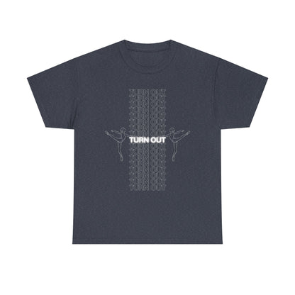 "Turn Out" Ballerina Graphic Unisex Heavy Cotton Tee – Ballet Dance T-Shirt for Dancers & Dance Enthusiasts