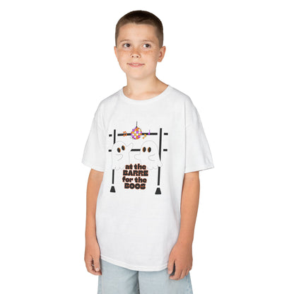 “At the Barre for the Boos” Halloween Dance T-Shirt with Cute Ghost Ballet Graphics - Kids Heavy Cotton™ Tee
