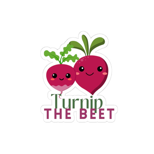 "Turnip the Beet" Kiss-Cut Sticker – Cute Vegetable Dance Pun Graphic – Fun Dance-Themed Vinyl Sticker for Laptops, Journals & Water Bottles