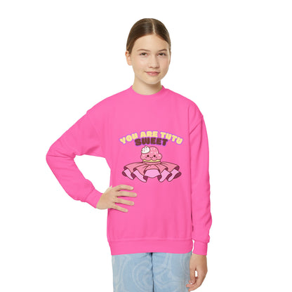 "You Are Tutu Sweet" Youth Crewneck Dance Sweatshirt – Kawaii Cupcake Graphic | Cute Ballet Themed Kids Pullover