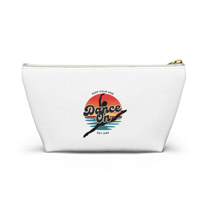 "Keep Calm and Dance On" Makeup Bag – Retro-Inspired Dance Graphic – Motivational Dance-Themed Zipper Pouch for Cosmetics, Accessories & Gifts